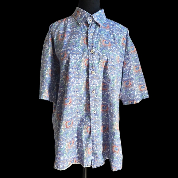 Alan Flusser Blue Paisley Casual Shirt Size XL - Picture 1 of 7